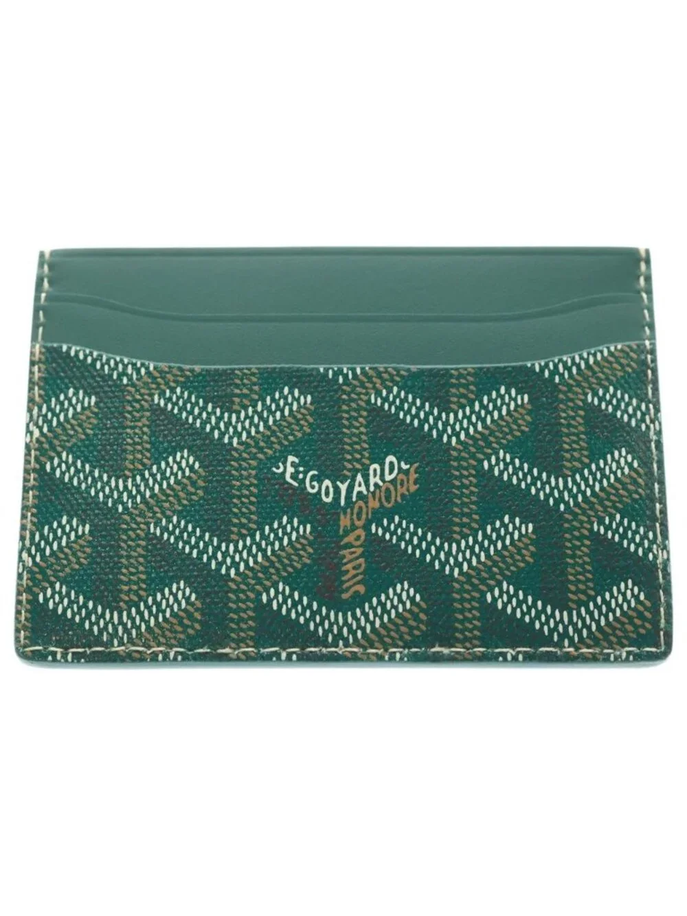 Goyard Card Case Business Holder Green Leather